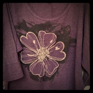 Size 3x rich purple floral graphic crop tee